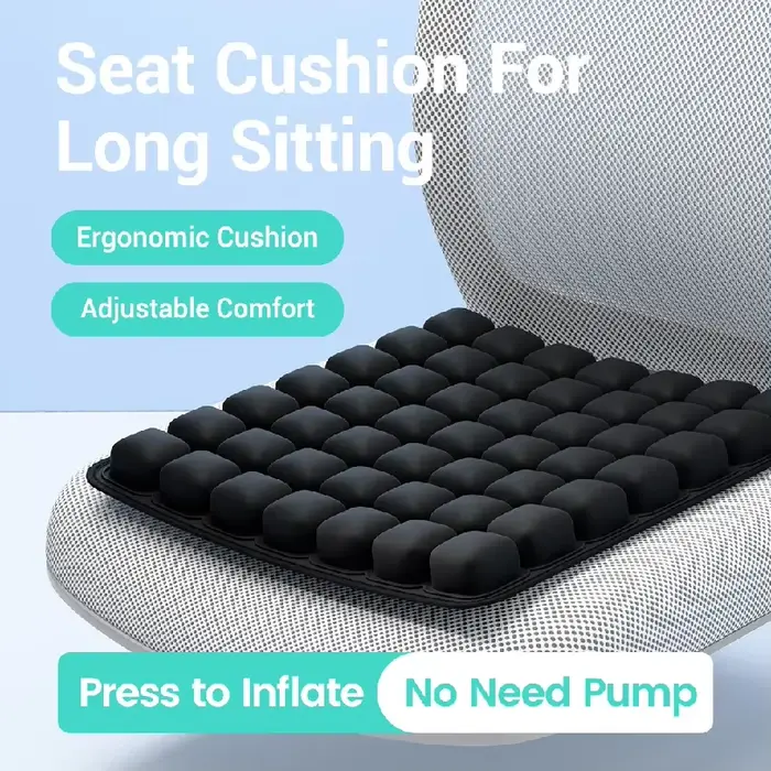 Coussin de siège ergonomique 3D gonflable réglable anti-pression pour chaise de bureau ou de voiture