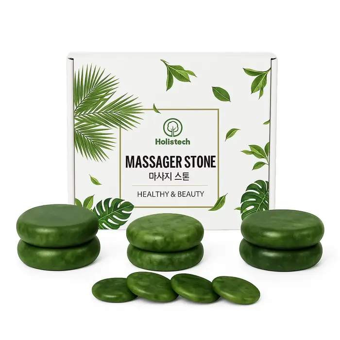 10 pièces de pierre naturelle vert Olive, utilisée comme outil de massage professionnel pour la rela