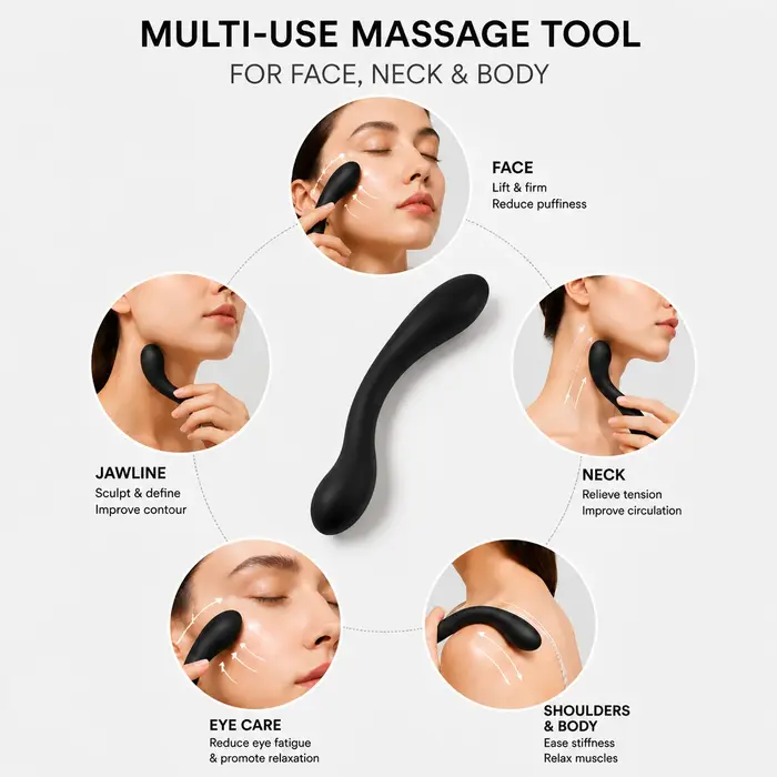 Bâton de massage en silicone pour le corps entier, idéal pour le bain, le lifting facial, la relaxation musculaire et le massage multifonctionnel, beauté