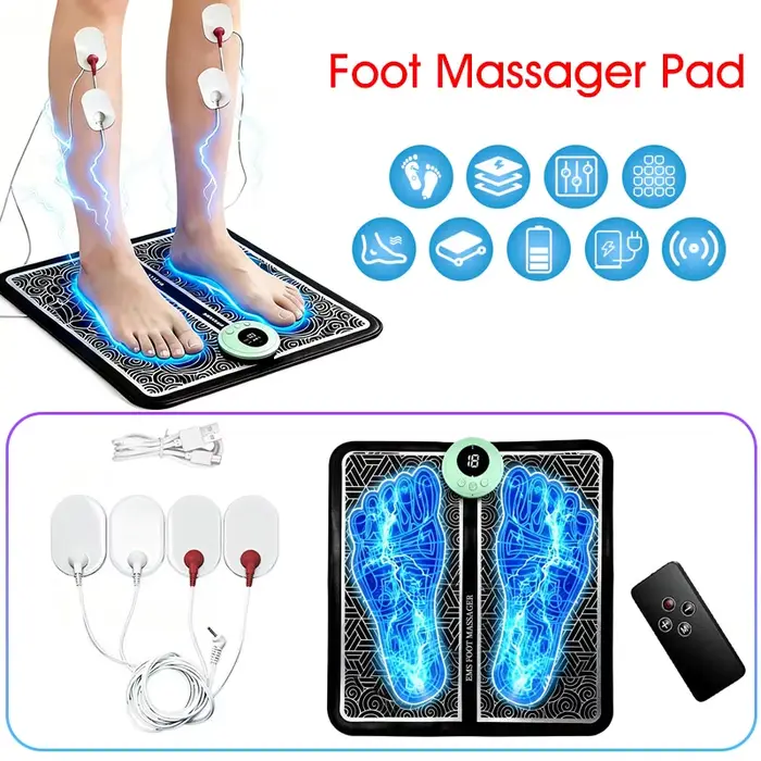 Tapis de massage électrique pour les pieds à stimulation musculaire, micro-courant pulsé, physiothér
