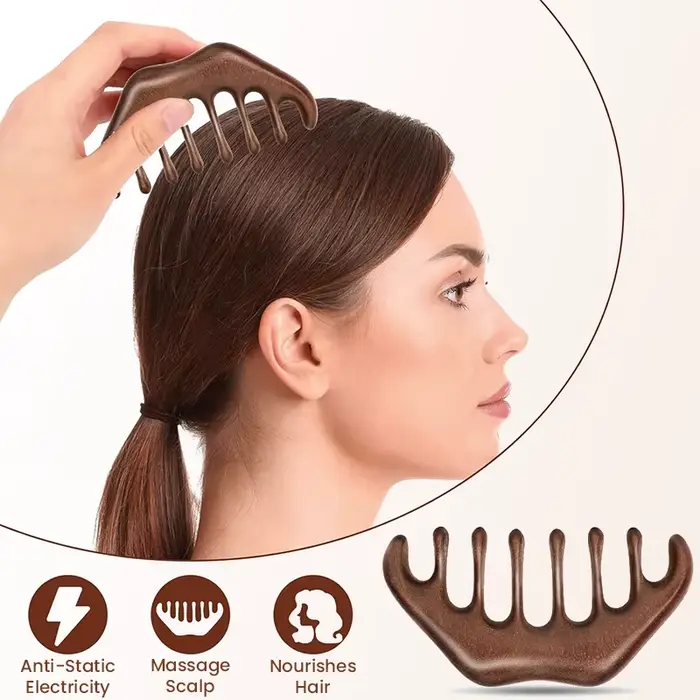 Peigne de massage en bois pour le visage