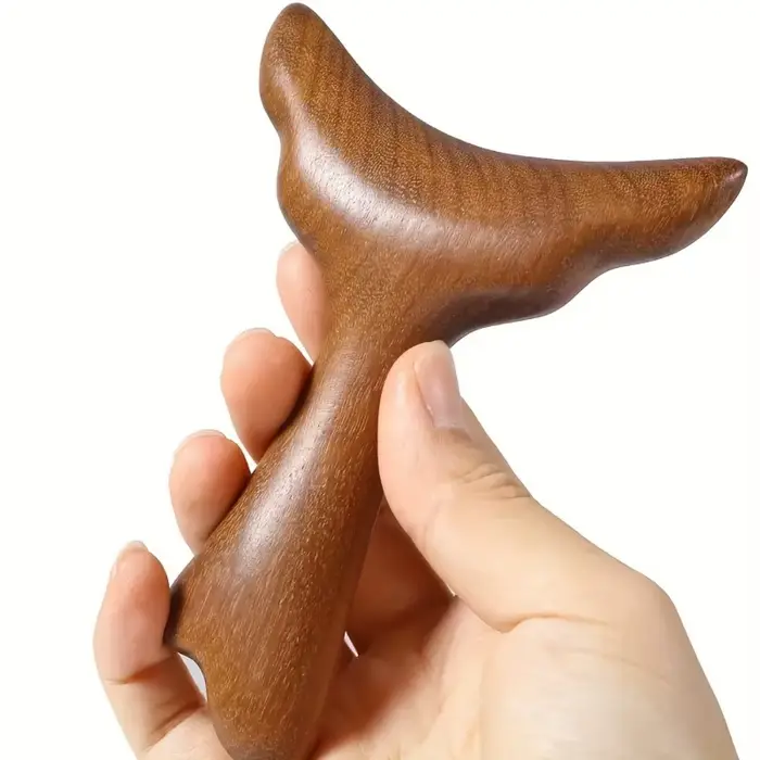 1 outil Gua Sha en bois de santal doré en forme de queue de poisson, masseur multifonctionnel pour l