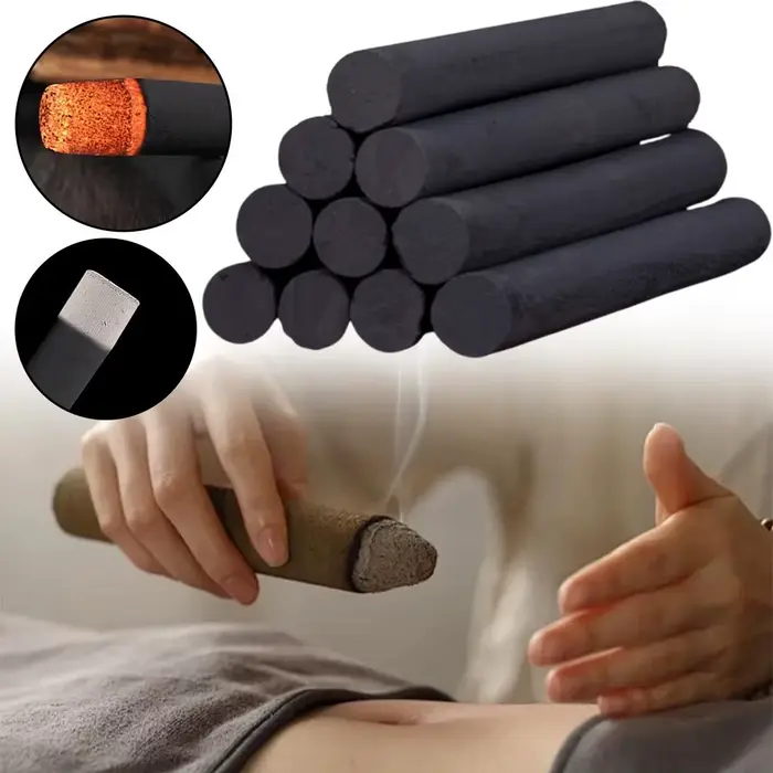 10 pièces/boîte Bâtonnets de Moxa sans fumée en rouleaux d'Armoise sauvage (Artemisia Argy) pour Moxibustion