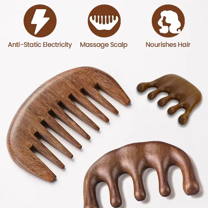 Peigne de massage en bois pour le visage