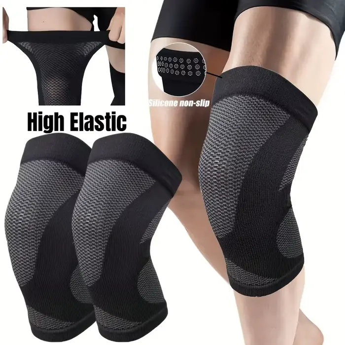1 paire de manchons de compression de genou ultra-fins – Antidérapants