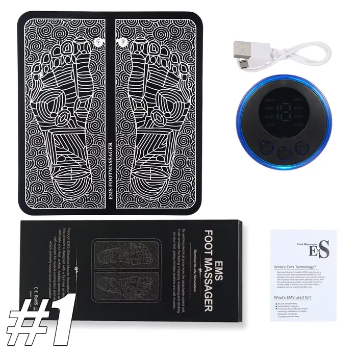 Masseur de pieds EMS, tapis de Massage Rechargeable, coussinets de Relaxation des pieds, outil élect