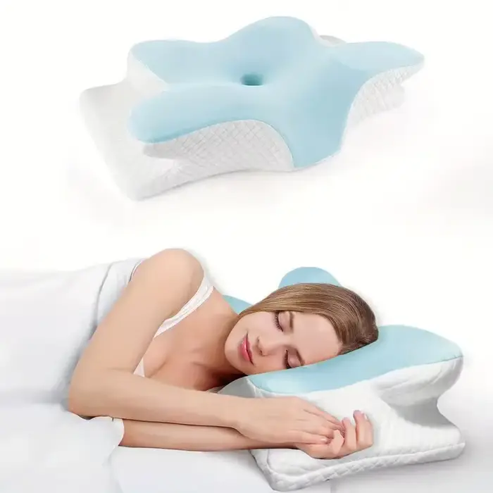 Oreillers en mousse à mémoire de forme en forme de papillon, oreiller cervical relaxant à rebond len