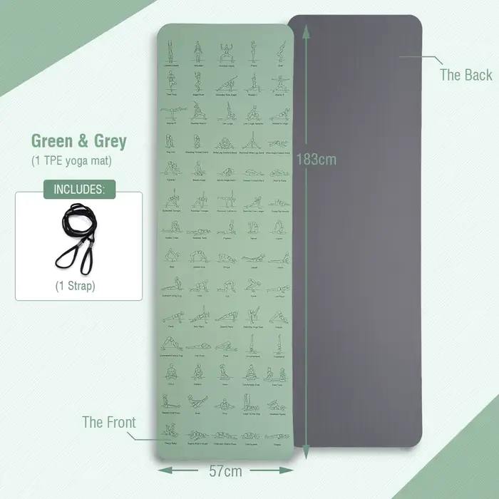 Tapis de Yoga TPE 183 cm * 57 cm tapis de sport antidérapant écologique pour l'exercice Yoga et Pila