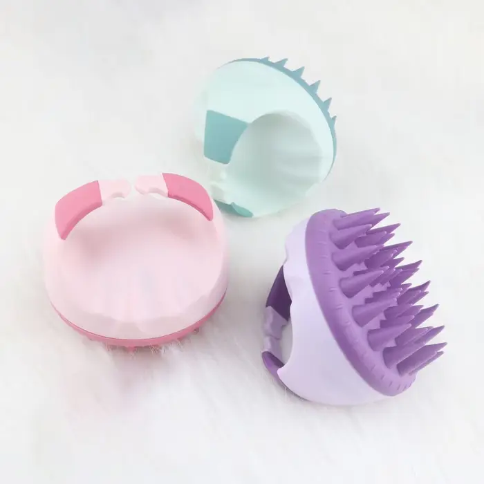 Brosse de massage en silicone pour cuir chevelu