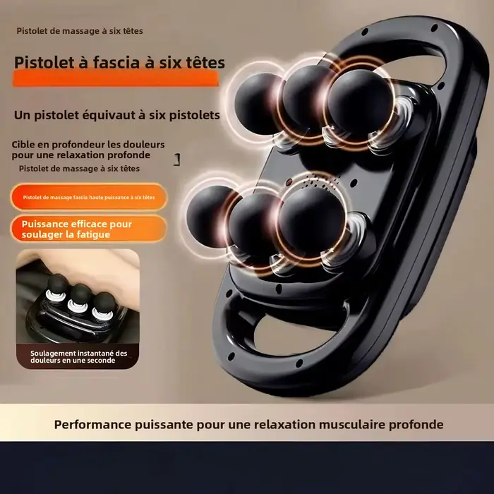 Pistolet de massage à 6 têtes avec écran numérique