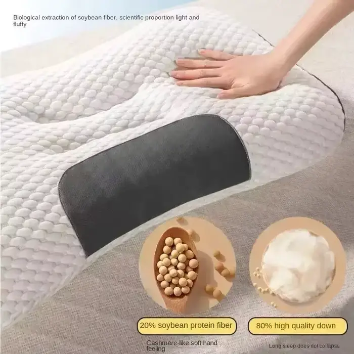 Nouveau Oreiller orthopédique cervical en Fiber de soja-oreiller de SPA de Massage pour la Protection du sommeil et du cou de la maison