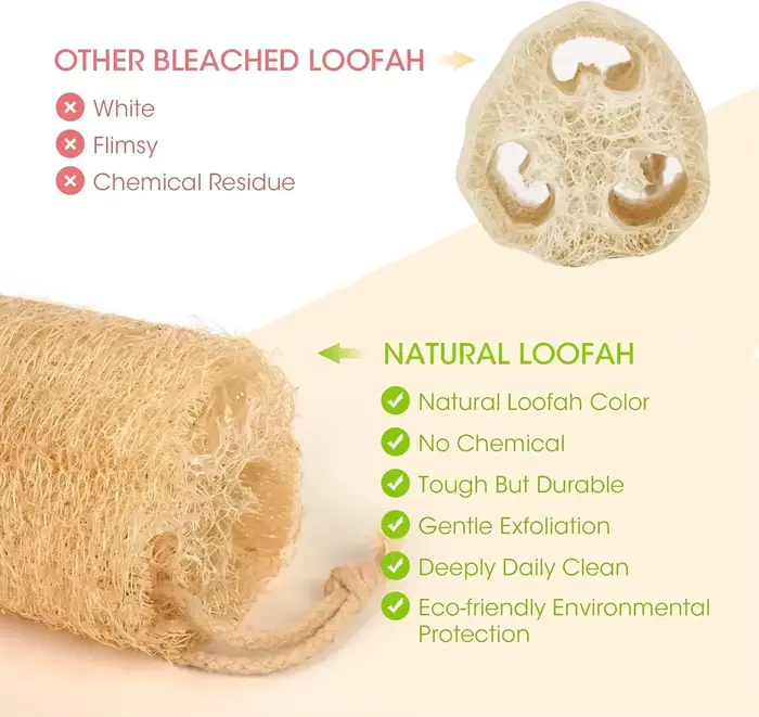 Environ 30-40cm éponges de Loofah organiques naturelles entières exfoliantes bain de douche