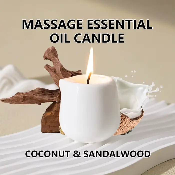 Bougie d'huile de massage naturelle parfumée fruitée. Faible chaleur. 1