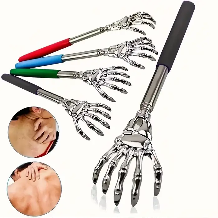 Gratte-dos réglable en acier inoxydable avec griffe rétractable pour un massage portable et pratique