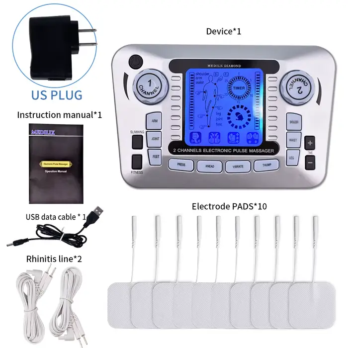 Masseur Tens Ems, stimulateur musculaire, tampons électriques d'acupuncture, physiothérapie basse fr