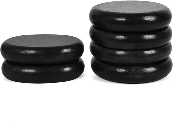 Pierres chaudes pour le massage, ensemble de 4 pierres de basalte grandes et 2 moyennes, pierres de 