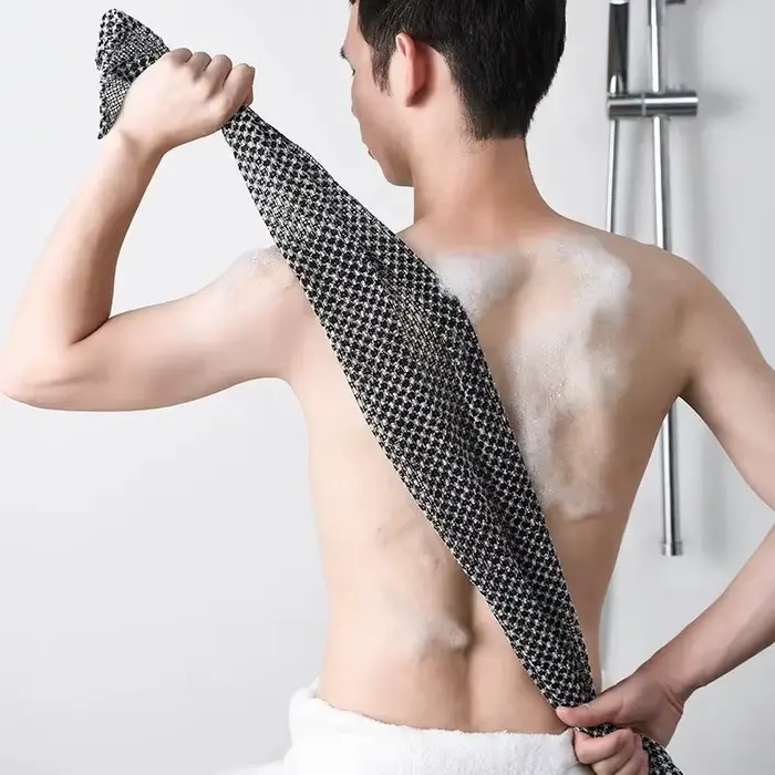 Serviette de bain exfoliante ultra longue pour le dos