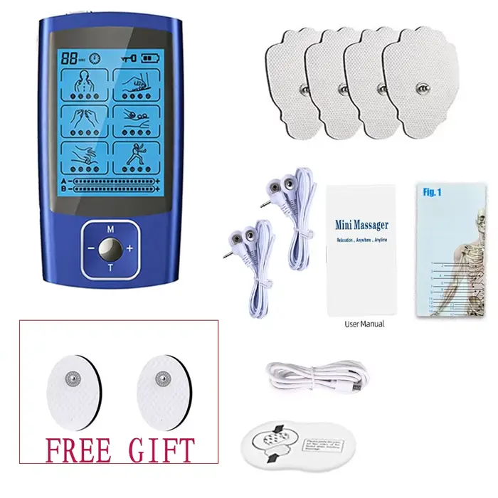 Stimulateur musculaire TENS & EMS, rechargeable par USB |   Masseur d'impulsions électroniques doubl