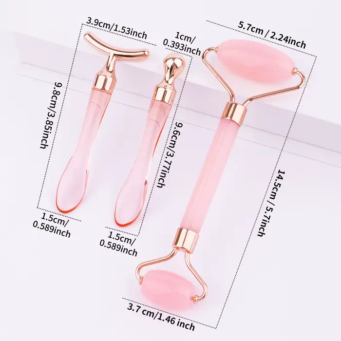 Ensemble de 3 rouleaux de massage double tête et crème contour des yeux pour aider à lifter la peau du visage