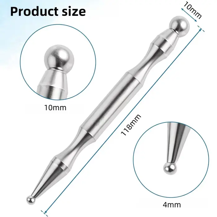 Stylo de massage double tête en acier inoxydable