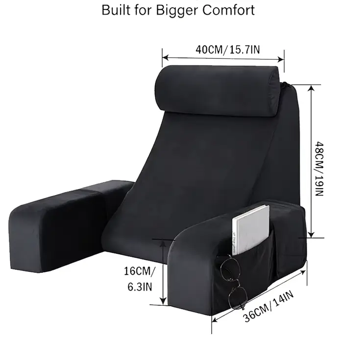 Coussin de soutien lombaire confortable avec accoudoirs pour adultes, coussin de lecture doux pour l