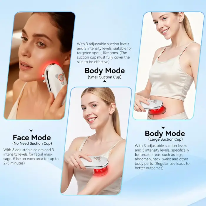 Appareil de massage 3 en 1 à lumière rouge pour le visage et le corps