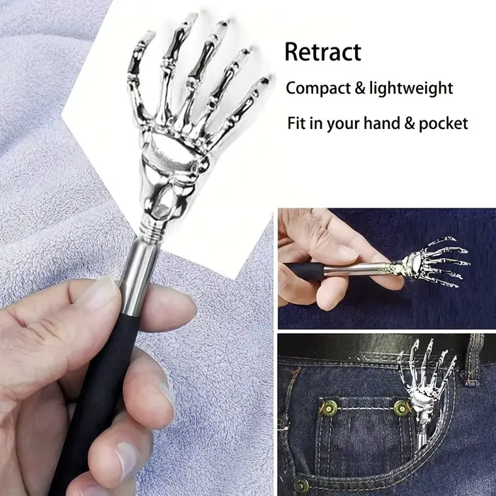 Ohio eur de dos extensible portable, grattoir télescopique, acier inoxydable, hommes et animaux de c