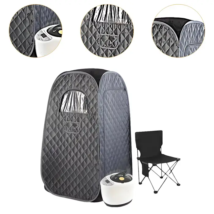 Ensemble de sauna à vapeur portable avec chaise pliante, boîte de sauna personnelle pour spa à domic