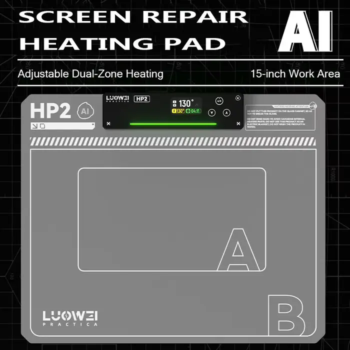 LUOWEI LW-HP2 15 ''AI coussin chauffant intelligent contrôle de température double Zone 1.74 ''affichage commande vocale chauffage rapide pour la réparation de tablettes de téléphone