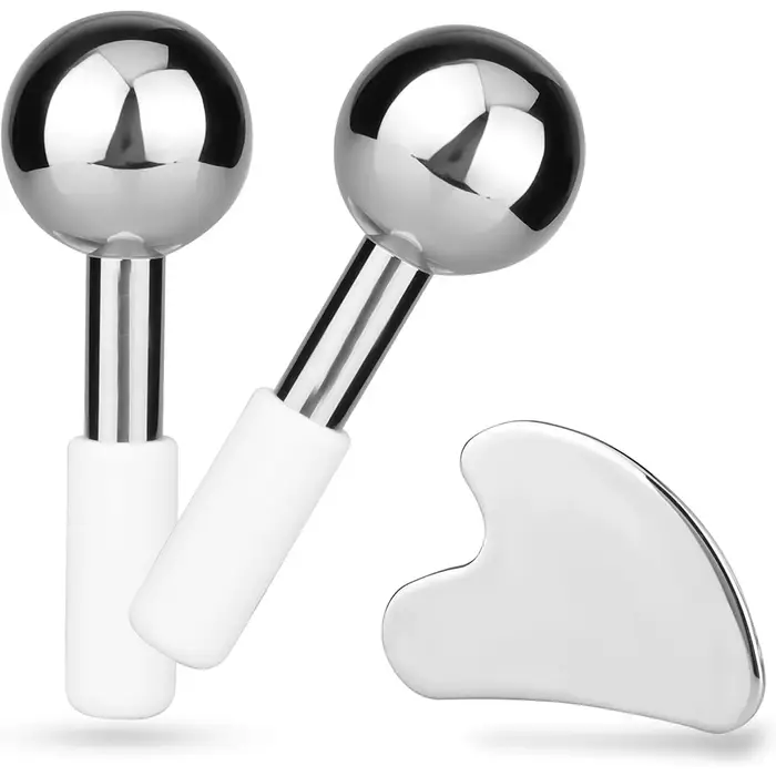 Globes de glace pour le visage, rouleau Facial en acier inoxydable froid et chaud, beauté de la peau, Spa, boule de refroidissement, boule de Massage, soins du visage, bâton de gel cryogénique