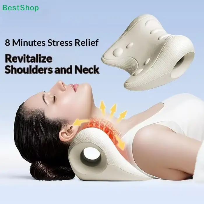 ☽ Oreiller de massage cervical en forme de C