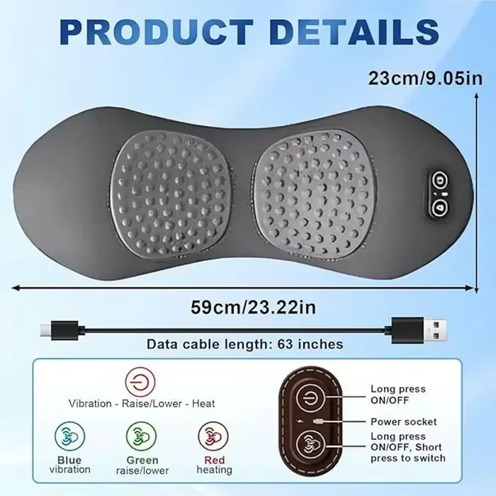 Masseur de dos 3 en 1, Vibration thermique pour soulager les maux de dos