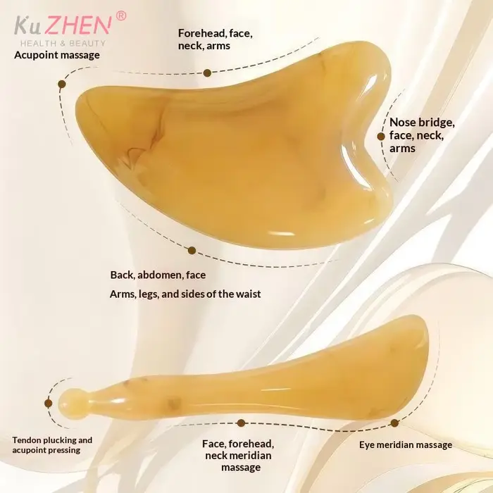 Ensemble de massage Gua Sha en corne de bœuf naturelle
