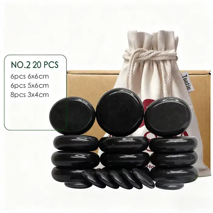Tontin – Lot de 20 pierres de massage en basalte de lave