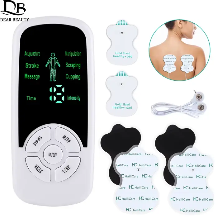 Stimulateur musculaire électrique EMS avec 8 électrodes de massage, appareil de thérapie numérique d