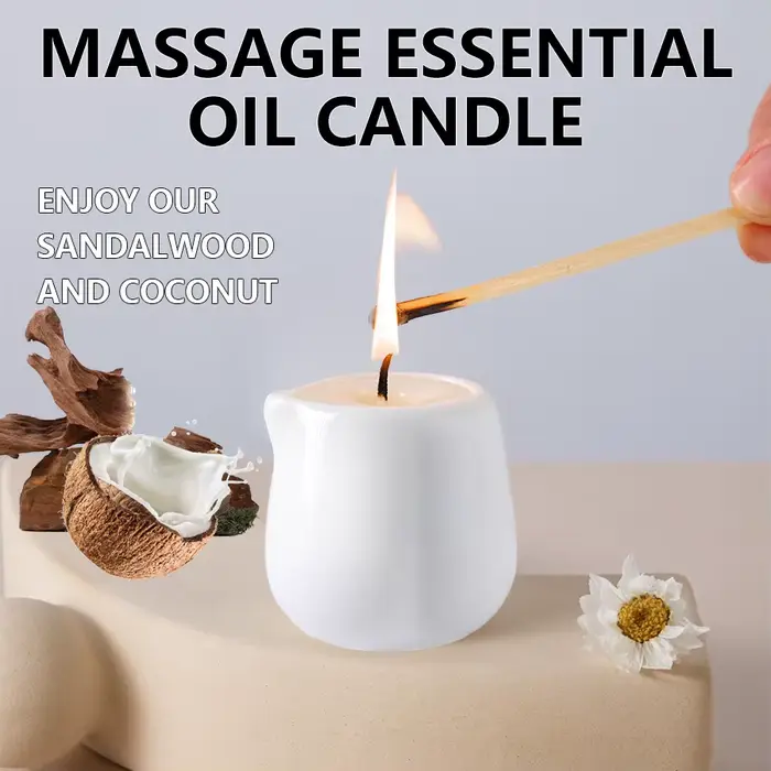 Bougie d'huile de massage naturelle parfumée fruitée. Faible chaleur. 1