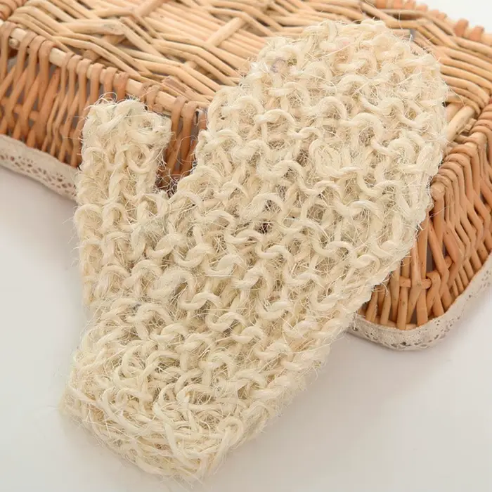 1 paire de gants exfoliants en sisal naturel pour le corps, éponge pour gommage corporel, nettoyage