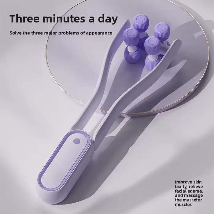 Masseur facial à rouleaux portable multifonctionnel favorisant l'absorption des produits