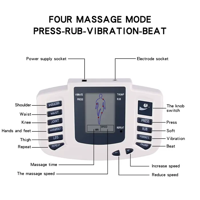 Électrostimulateur musculaire Tens pour tout le corps, thérapie d'acupuncture EMS, Massage, 16 couss