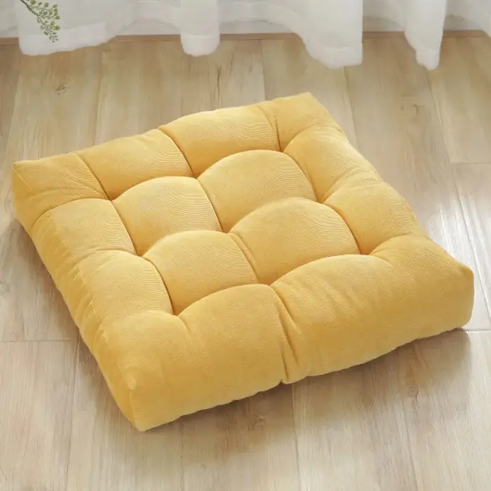 Grand coussin de sol carré en velours côtelé capitonné pour adultes et enfants