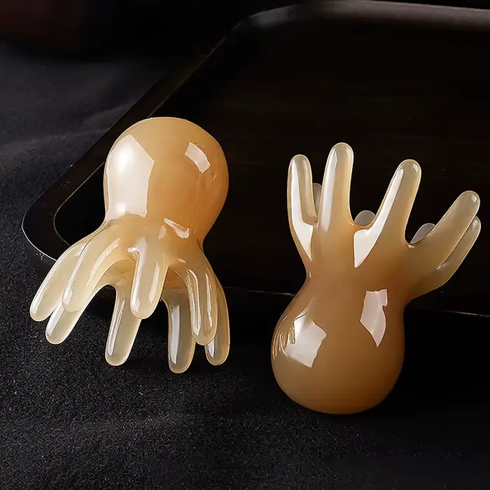 Lot de 2 peignes en résine en forme de pieuvre pour massage de la tête, grattoir de méridiens, massa