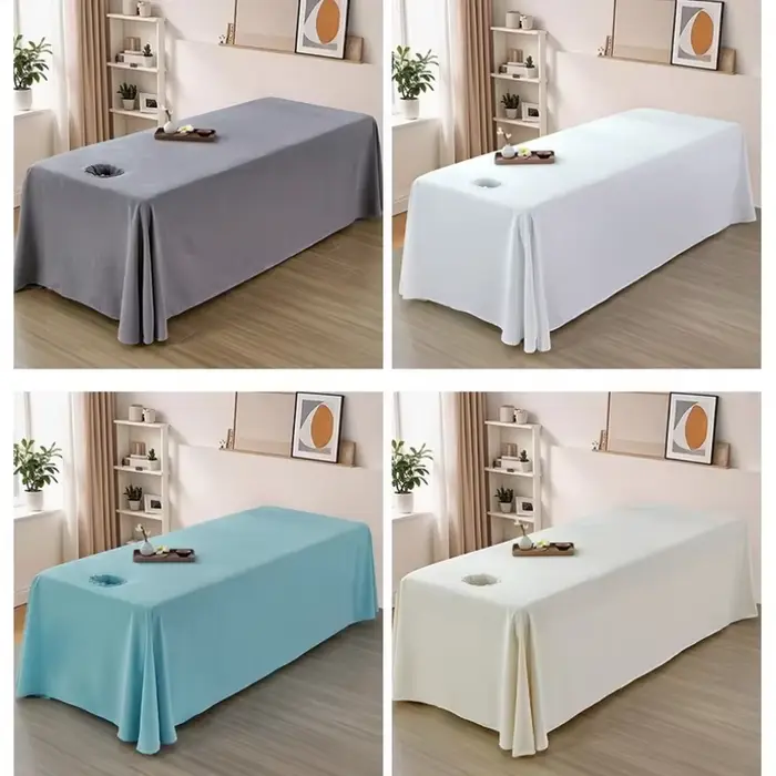 Lit SPA couverture complète jupe blanche pour Salon de beauté Table de Massage drap couvre-lit
