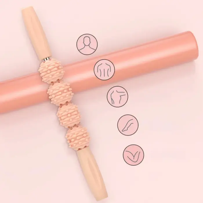 Bâton de massage à 4 rouleaux pointus, relaxant musculaire pour les jambes, rouleau de massage profond pour le corps entier, yoga et fitness