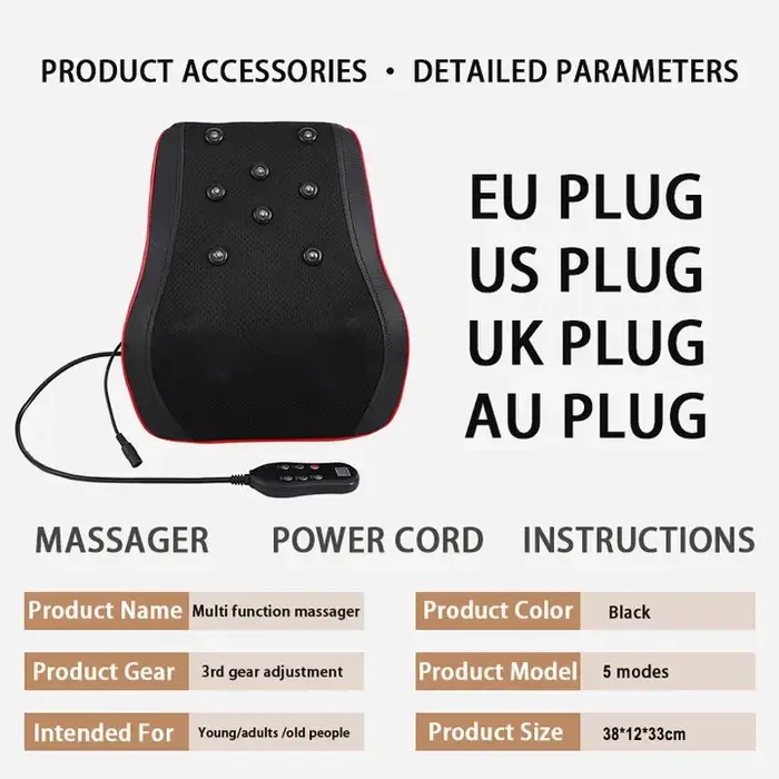 Masseur électrique de corps de traction cervicale de cou de tête de Shiatsu oreiller de dos de voiture avec le dispositif de Massage vibrant de chauffage