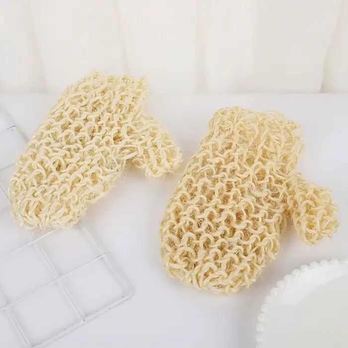 1 paire de gants exfoliants en sisal naturel pour le corps