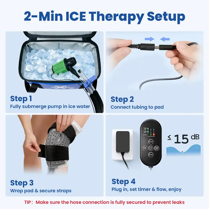 Système de cryothérapie à pompe silencieuse pour compression par le froid