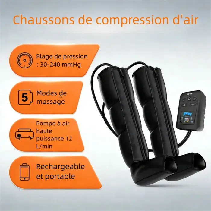 Appareil de massage des jambes par compression pneumatique, bottes de pressothérapie à pression d'ai