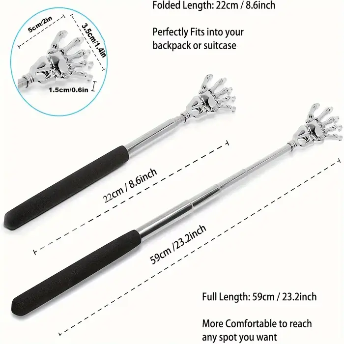 Ohio eur de dos extensible portable, grattoir télescopique, acier inoxydable, hommes et animaux de c