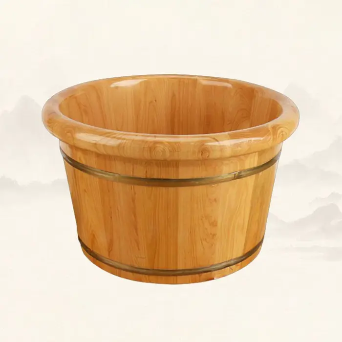 Baignoire à pieds en bois, seau à pieds en bois épais, baril en bois à bords arrondis, durable, pour