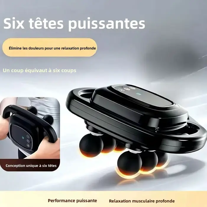 Pistolet de massage à 6 têtes avec écran numérique